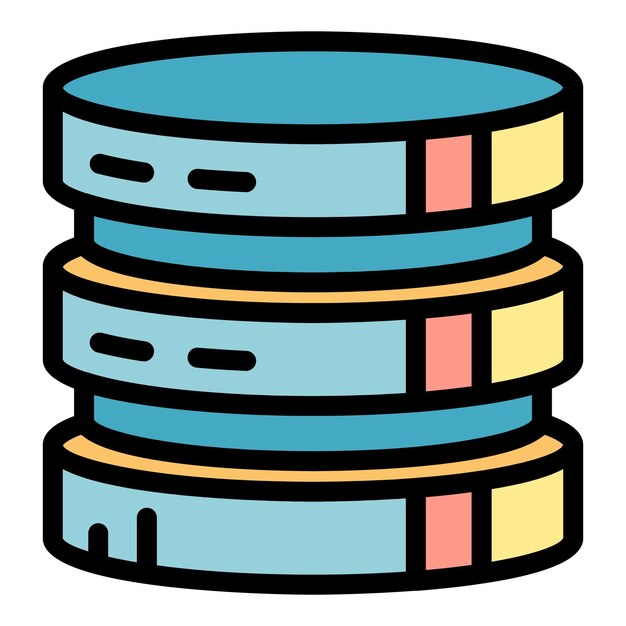 Round server tower icon Outline round server tower vector icon color flat isolated