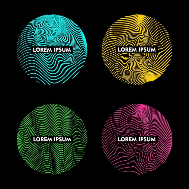 Round shape with wavy abstract line pattern color design element