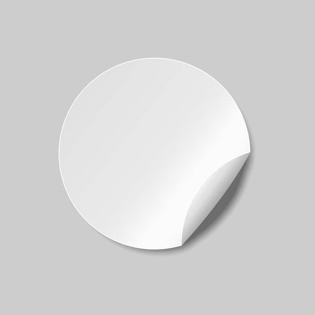 Round sticker Round peel off paper sticker with shadow isolated on white background Vector illustration
