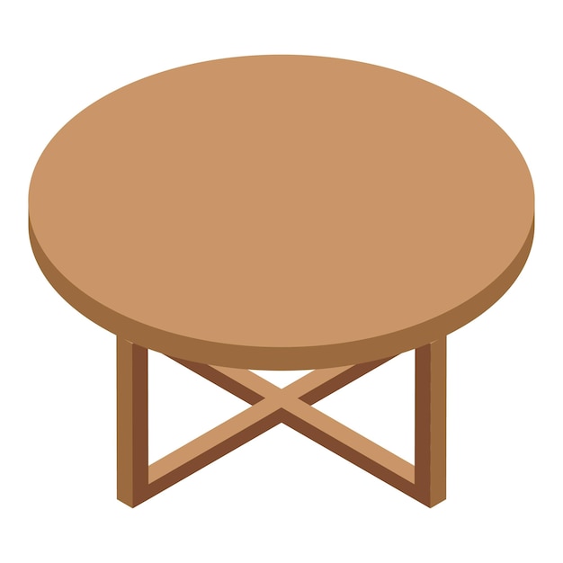 Round wooden table icon Isometric of round wooden table vector icon for web design isolated on white background