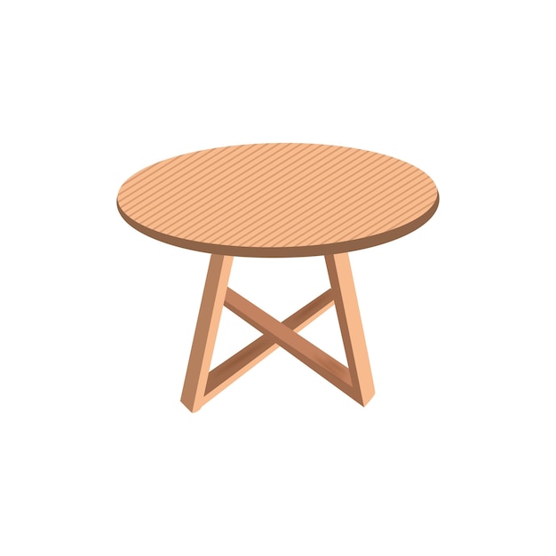 Round wooden table illustration or vector art