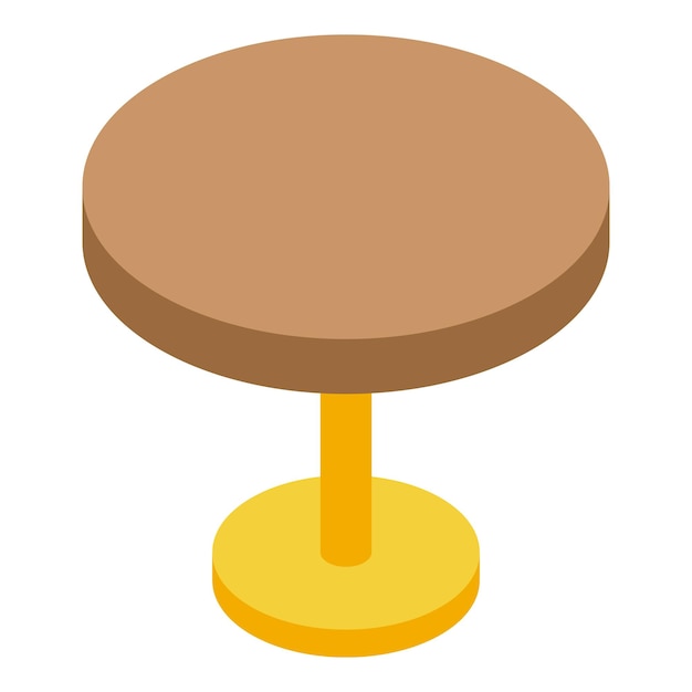 Round wooden table standing on one leg isometric icon