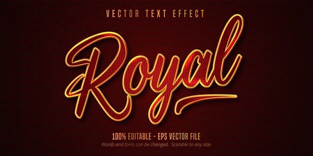 Royal text, shiny golden and red color style editable text effect