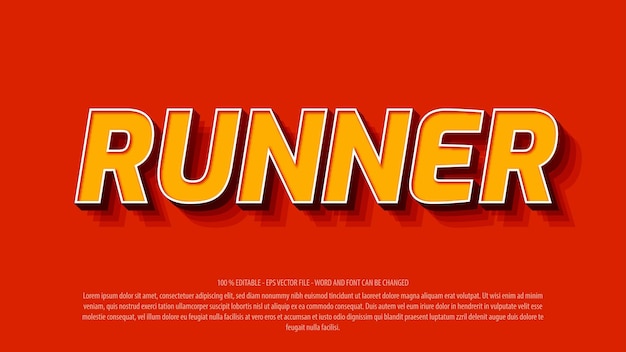 Runner 3d style editable text effect