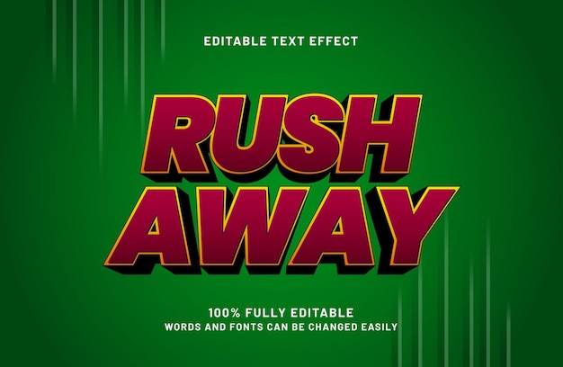 rush away editable text effect in cartoon and kids text style