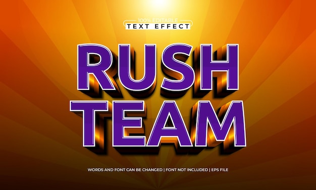rush team editable text effect with a team and sport text style