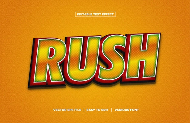 rush text effect Editable vector