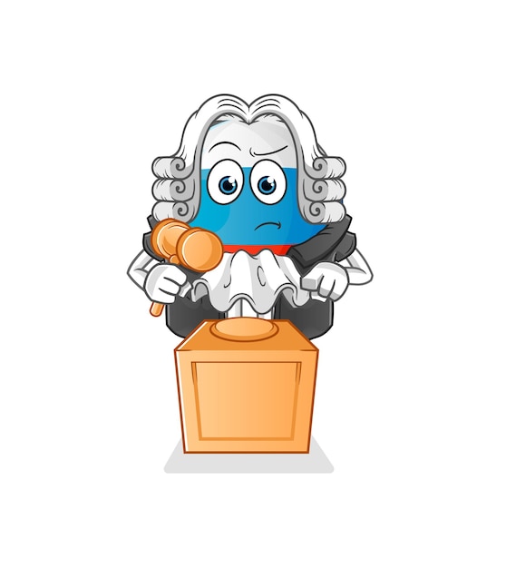 russia flag judge holds gavel. character vector