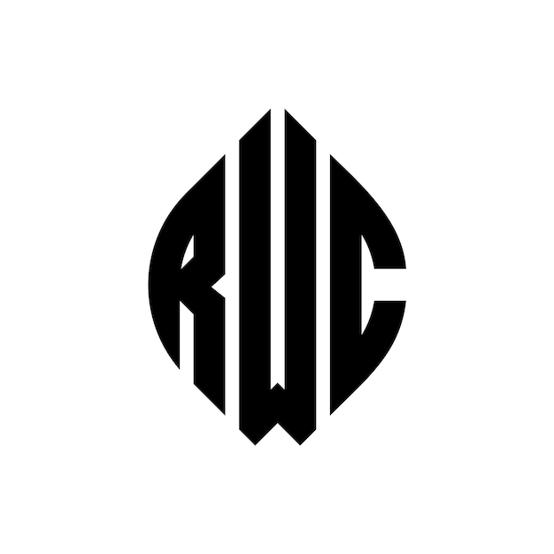 RWC circle letter logo design with circle and ellipse shape RWC ellipse letters with typographic style The three initials form a circle logo RWC Circle Emblem Abstract Monogram Letter Mark Vector
