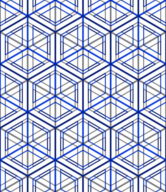 Säännöllinen värikäs loputon kuvio, jossa on kietoutuvia kolmiulotteisia kuvioita, jatkuva illuusorinen geometrinen tausta, selkeä EPS10.