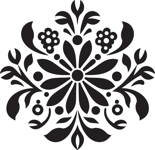 Sable Garden Whispers Vectorized Black Blooms