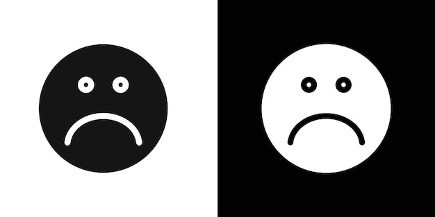 sad icon flat line symbol set