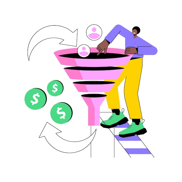 Sales funnel management abstract concept vector illustration