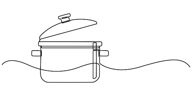 saucepan single line icon steaming cooking pot icon continuous one line drawing continuous single