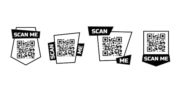 scan me qr code icon for smartphone bundle set of frames quick barcode app design vector