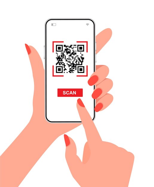 Scan QR code with Mobile phone Electronic digital technology barcode
