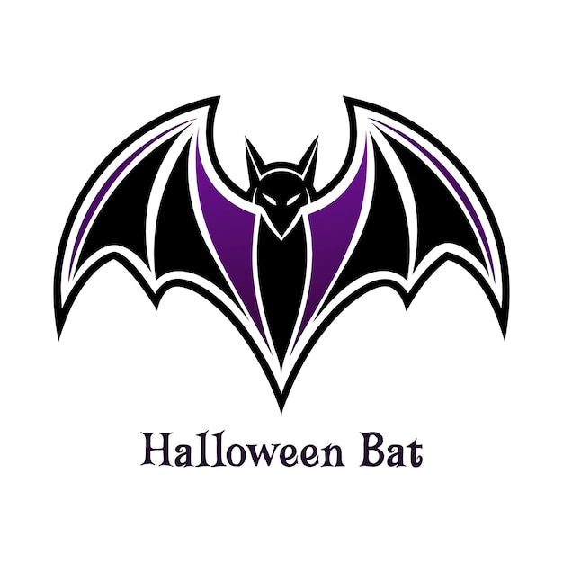 Scary Purple Bat Halloween logo design on a solid color background