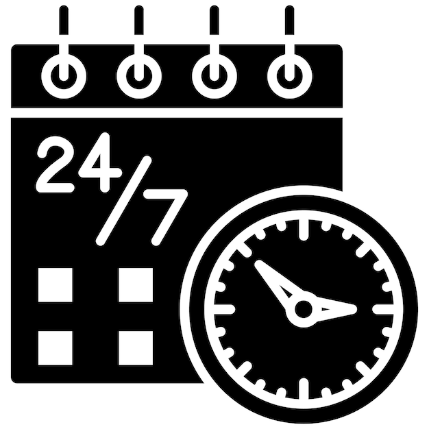 Schedule Service Glyph Solid Black Illustration