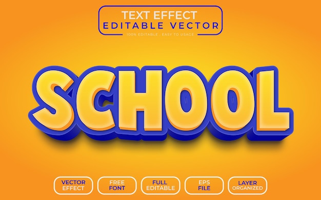 school 3d text effect eps vector file