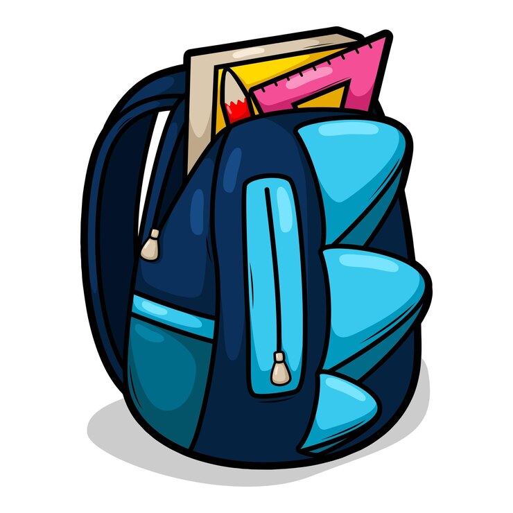 Vektori school bag with school supplies illustration