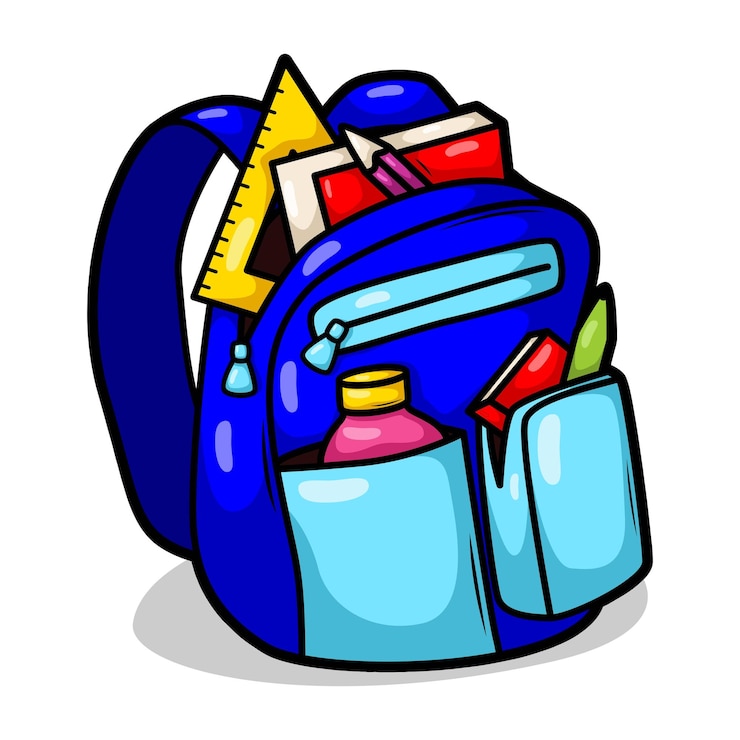 Vektori school bag with school supplies illustration