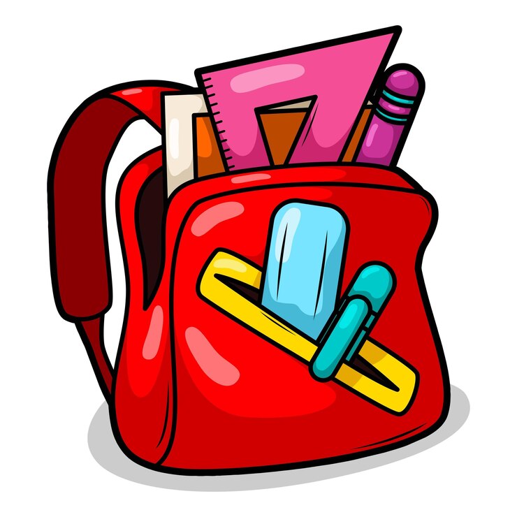 Vektori school bag with school supplies illustration