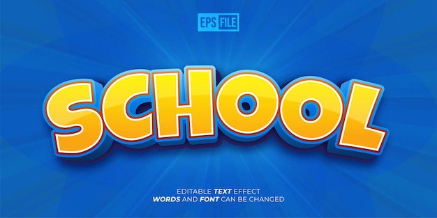 school text 3d comic and cartoon style editable text effect