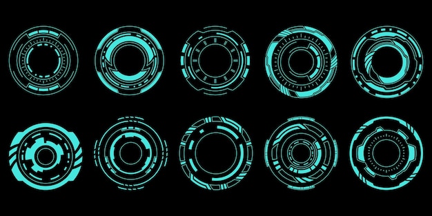 Sci-fi-tyylinen futuristinen hud-kojelautanäyttö, virtuaalitodellisuusteknologian näyttö, käyttöliittymäsarja