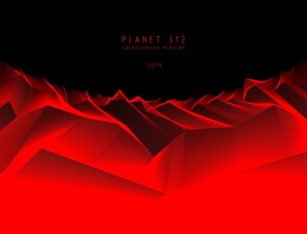 science fiction vector cosmic illustration, space fantastic planet 3d line drawing. usable as abstract background with copy space for title and text.