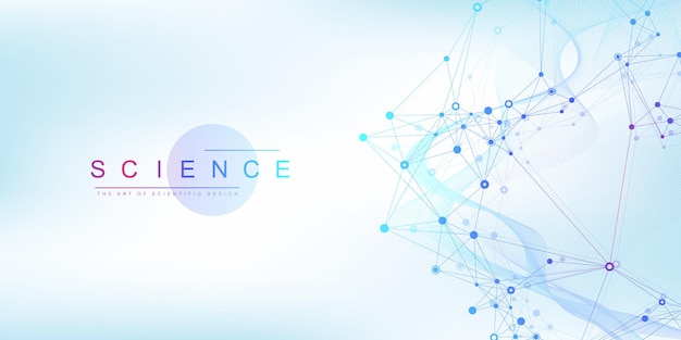 Scientific vector illustration genetic engineering DNA helix DNA strand molecule or atom neurons