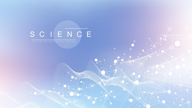 Scientific vector illustration with molecule DNA for banner template or header
