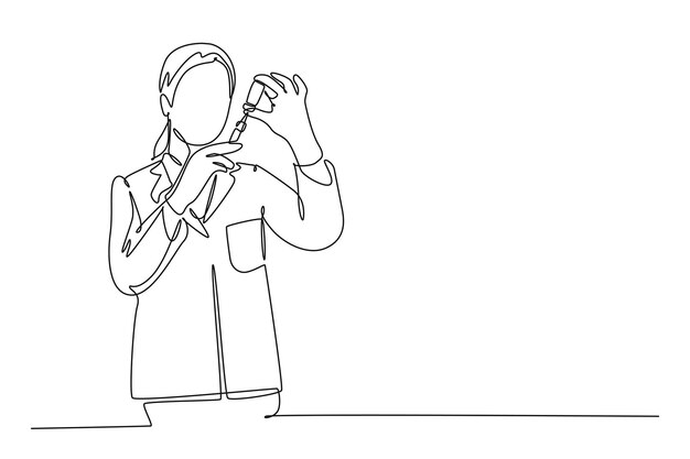 Scientist concept Single line draw design vector graphic illustration