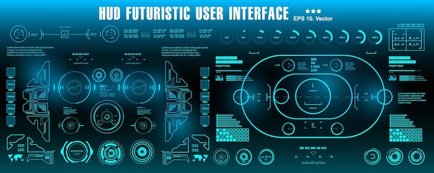 Scifi futuristic hud blue dashboard display virtual reality technology screen target
