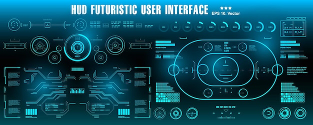 Scifi futuristic hud blue dashboard display virtual reality technology screen target