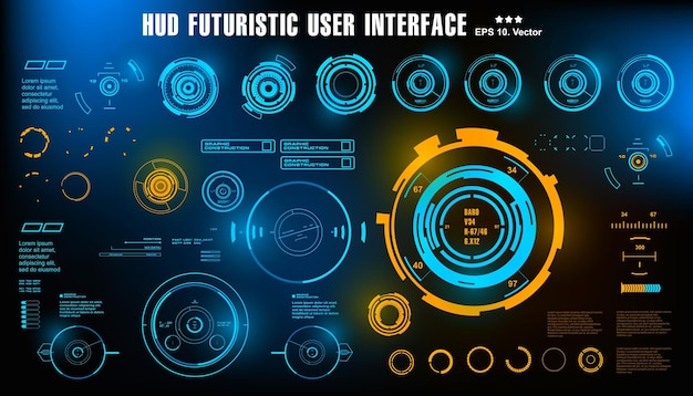 Scifi futuristic hud dashboard display virtual reality technology screen target