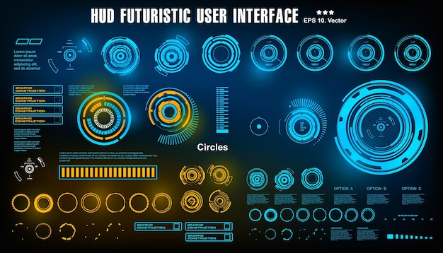 Scifi futuristic hud dashboard display virtual reality technology screen target