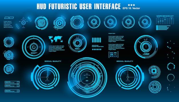 Scifi futuristic hud dashboard display virtual reality technology screen target