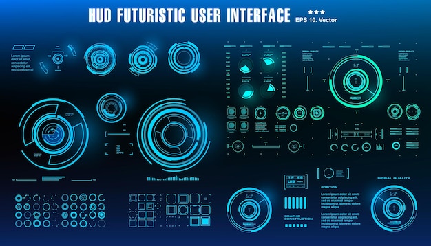 Scifi futuristic hud dashboard display virtual reality technology screen target