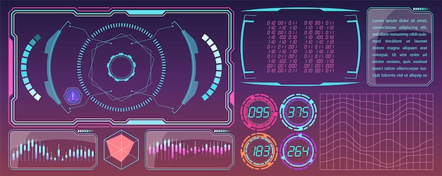 Scifi-futuristinen HUD-hallintapaneelin virtuaalitodellisuusteknologian näyttö