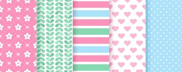 Scrapbook seamless pattern. Geometric pastel set