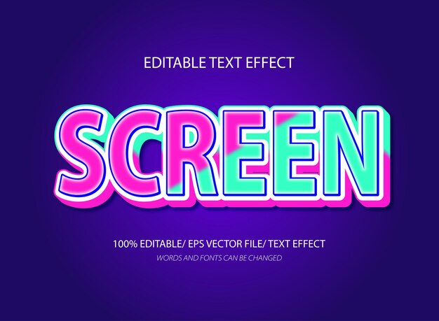 Screen 3d editbale text effect template