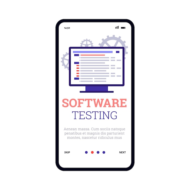 Screen with code testing or debugging of application or software