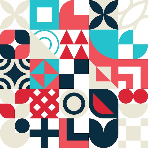 seamless bauhaus abstract vector background. retro geometric pattern. simple shapes mosaic.