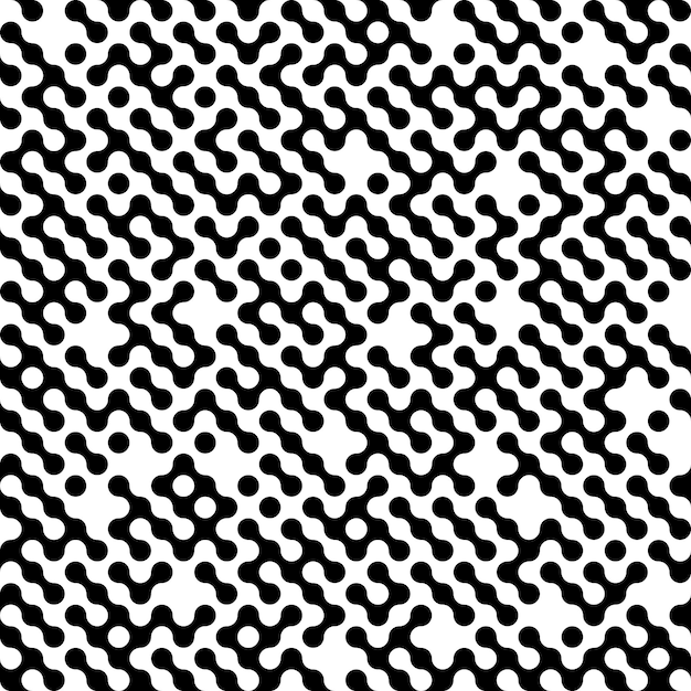 Seamless black and white metaball conection abstract background connected dots vector