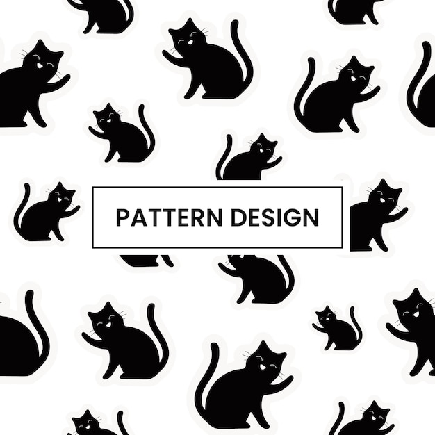 seamless black cat pattern