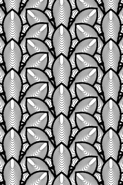 Seamless Black modern floral pattern endless abstract design