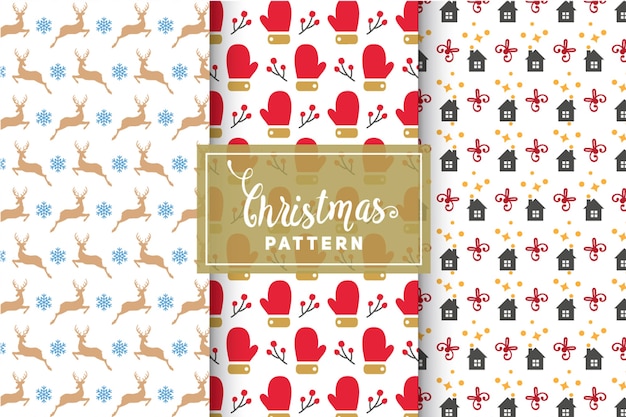 Seamless Christmas Patterns. Simple, Minimalist Designs. EPS 10, Vector Objects.