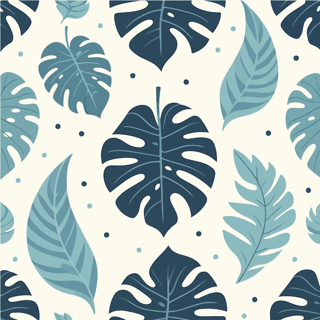 Seamless monstera leaf vector pattern with a simple and minimalist flat design style