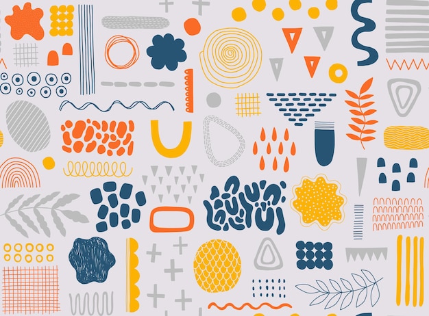 Seamless pattern abstract shape modern setdesign contemporary elementmemphis form doodle style