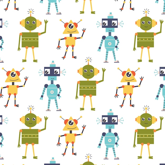 Seamless Pattern alien robots
